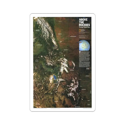 North America - Above the Rockies Through Digital Eyes (1995) (Map) STICKER Vinyl Kiss-Cut Decal 3 Inch White - The Sticker Space