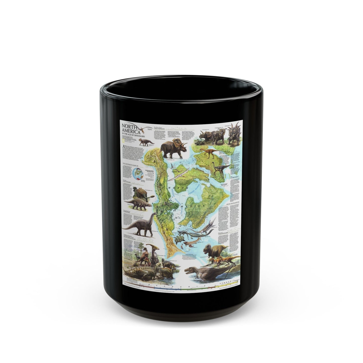 North America - Age of Dinosaurs (1993) (Map) Black Coffee Mug-15oz-The Sticker Space