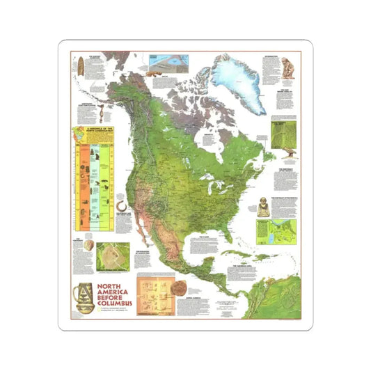 North America - Before Columbus (1972) (Map) STICKER Vinyl Kiss-Cut Decal 2 Inch White - The Sticker Space