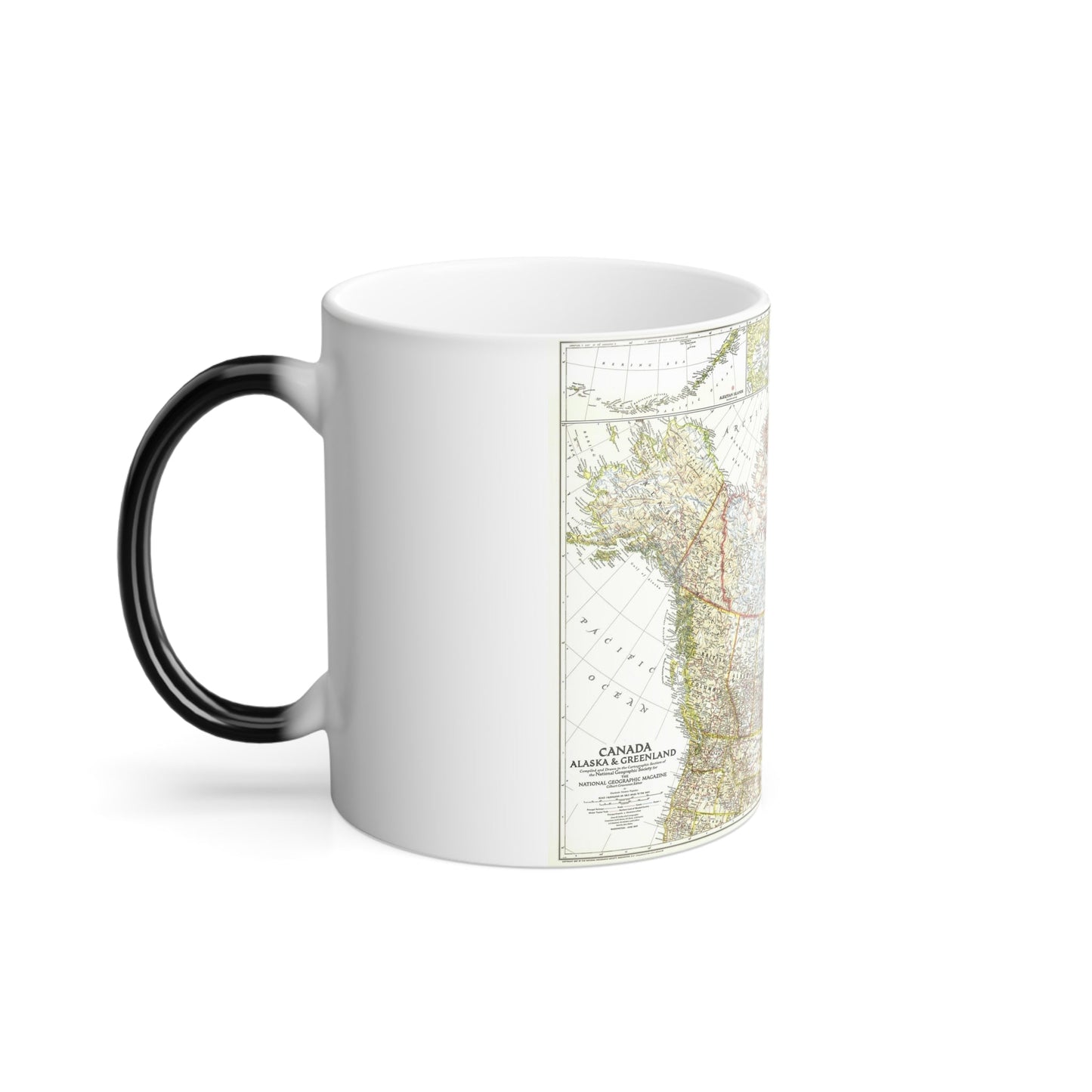 North America - Canada, Alaska, Greenland (1947) (Map) Color Changing Mug 11oz-11oz-The Sticker Space