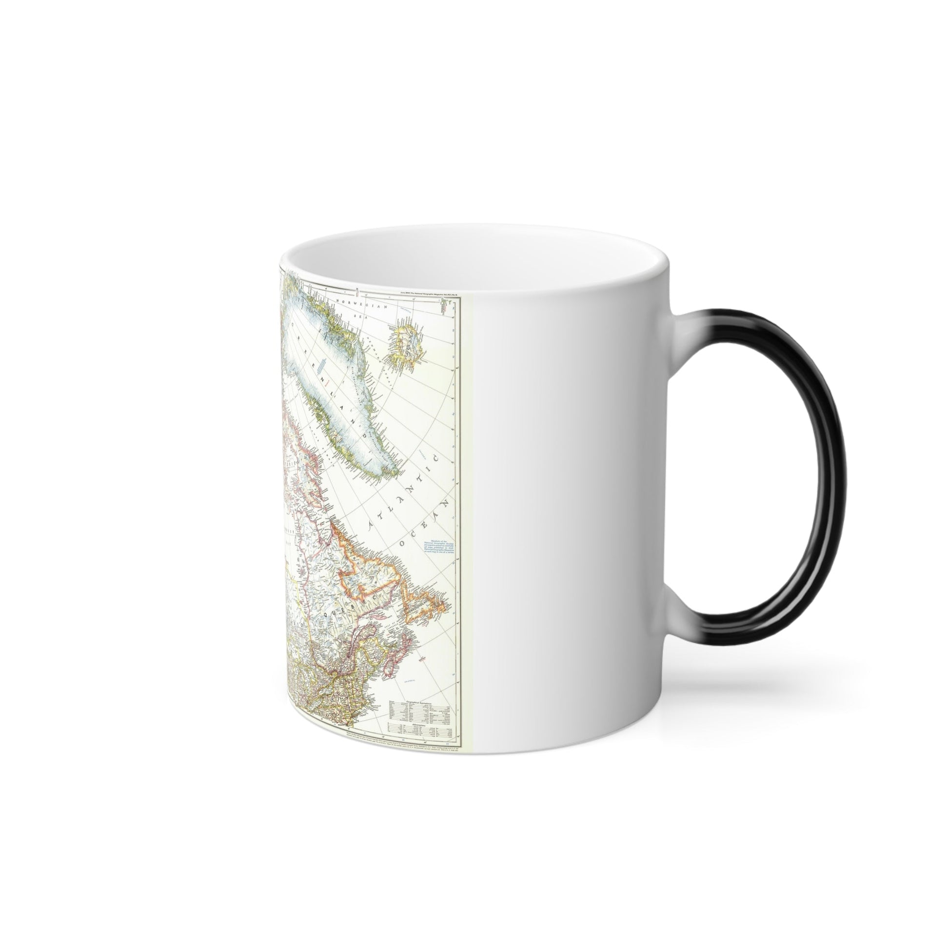 North America - Canada, Alaska, Greenland (1947) (Map) Color Changing Mug 11oz-11oz-The Sticker Space