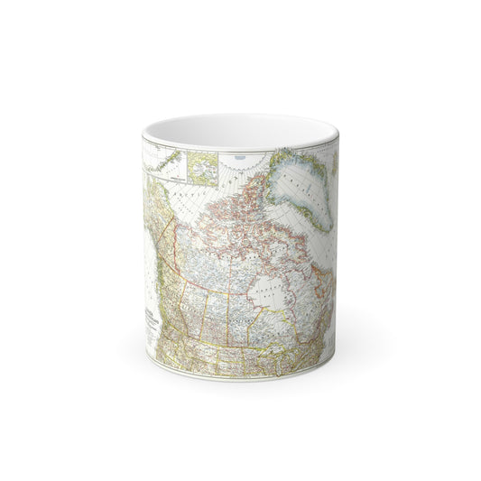 North America - Canada, Alaska, Greenland (1947) (Map) Color Changing Mug 11oz-11oz-The Sticker Space