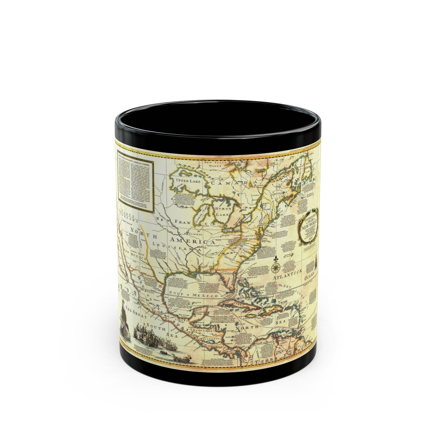 North America - Colonization and Trade (1977) (Map) Black Coffee Mug-11oz-The Sticker Space