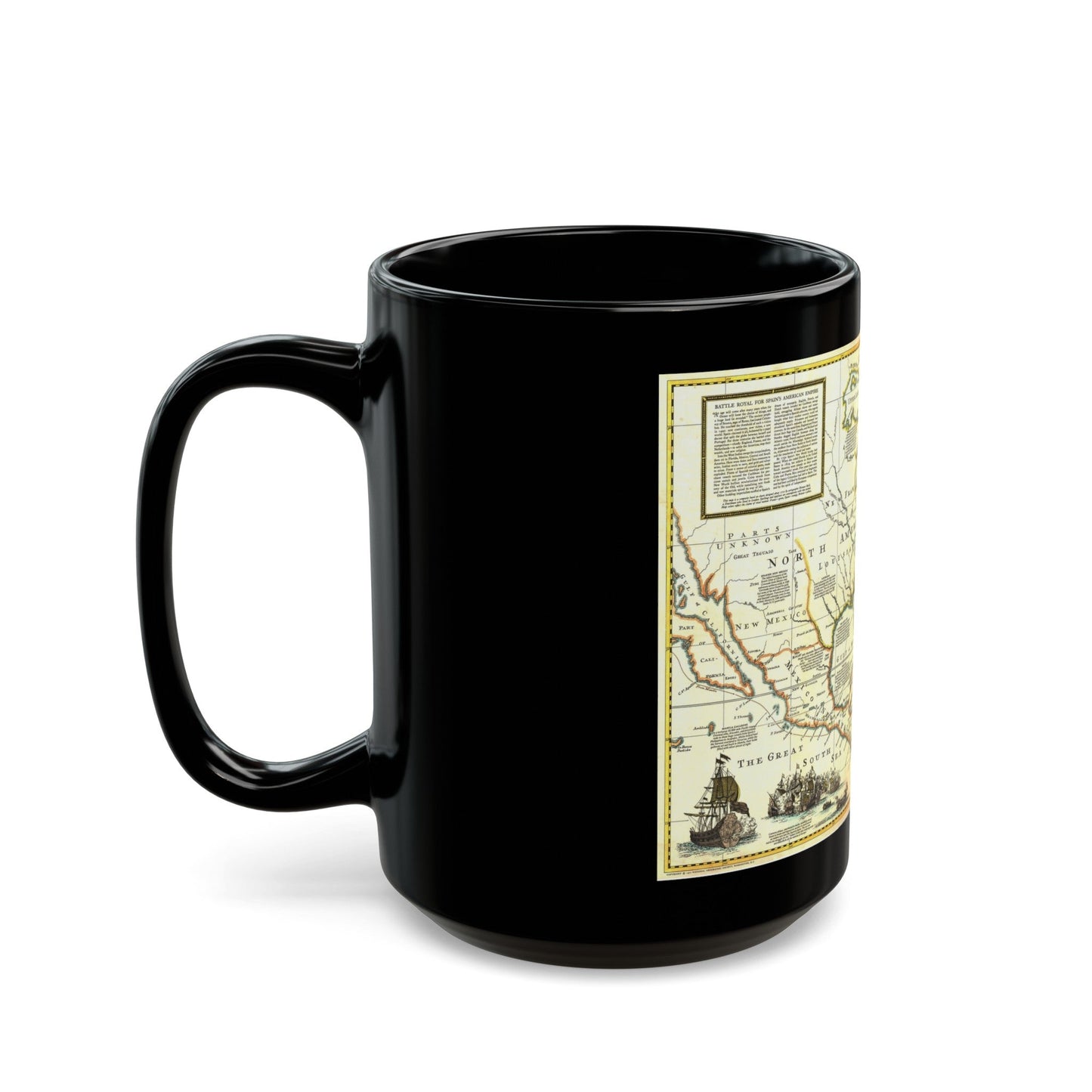 North America - Colonization and Trade (1977) (Map) Black Coffee Mug-The Sticker Space