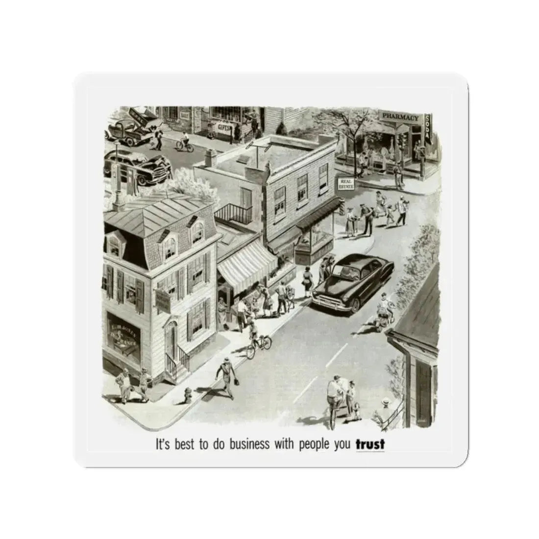 North America Companies ad, Collier's, September 13, 1952 (Magazine Illustration) Refrigerator Magnet 2 Inch - The Sticker Space