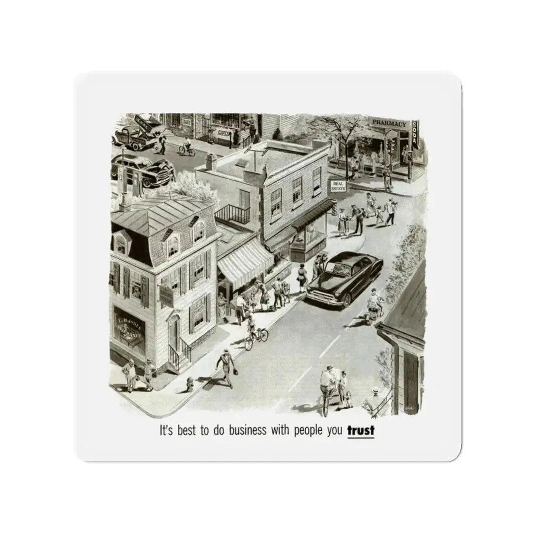 North America Companies ad, Collier's, September 13, 1952 (Magazine Illustration) Refrigerator Magnet 3 Inch - The Sticker Space