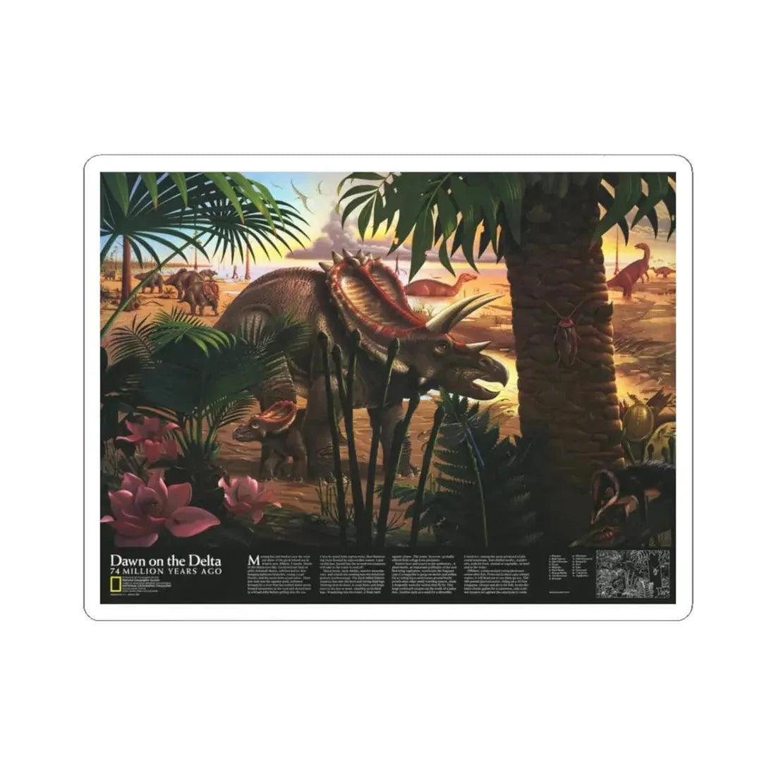 North America - Dawn on the Delta- 74mya (1993) (Map) STICKER Vinyl Kiss-Cut Decal 3 Inch White - The Sticker Space