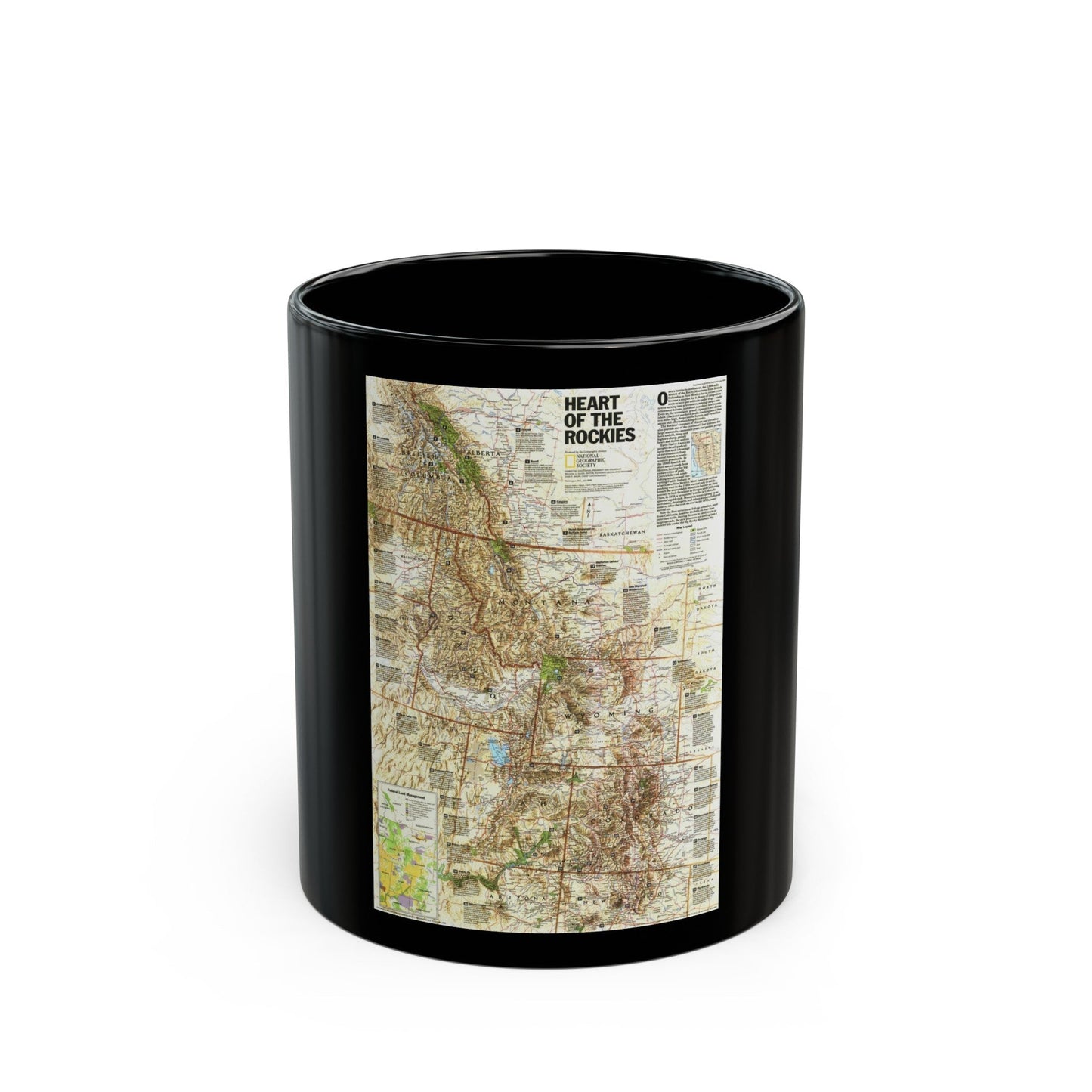 North America - Heart of the Rockies (1995) (Map) Black Coffee Mug-11oz-The Sticker Space