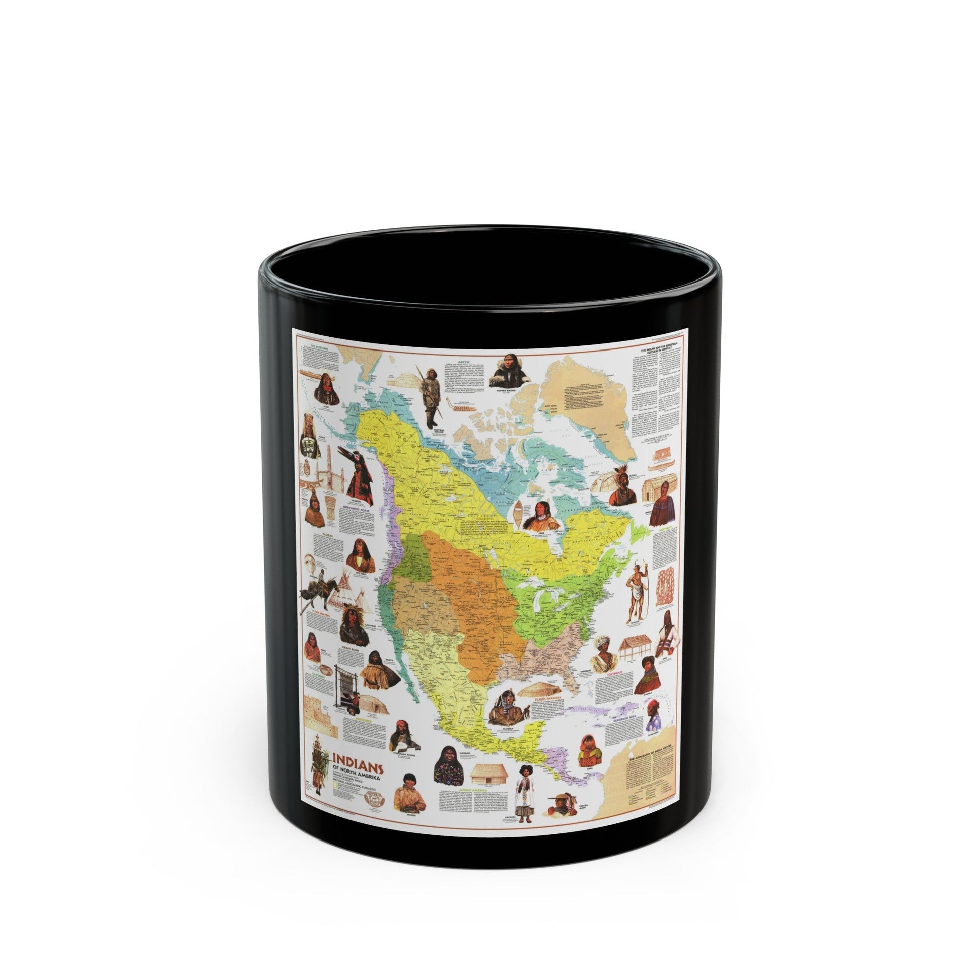 North America - Indians of (1973) (Map) Black Coffee Mug-11oz-The Sticker Space