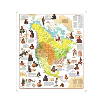 North America - Indians of (1973) (Map) STICKER Vinyl Kiss-Cut Decal 3 Inch White - The Sticker Space