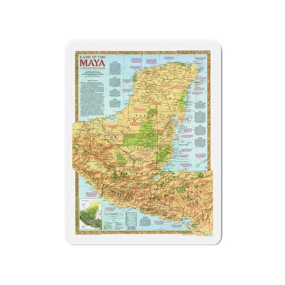 North America - Land of the Maya, A Traveller's Map (1990) (Map) Refrigerator Magnet 4 Inch - The Sticker Space
