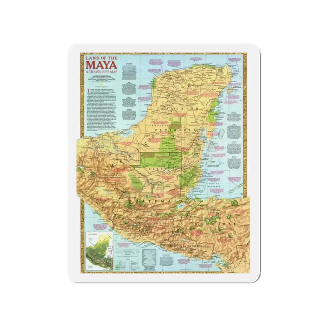 North America - Land of the Maya, A Traveller's Map (1990) (Map) Refrigerator Magnet - The Sticker Space