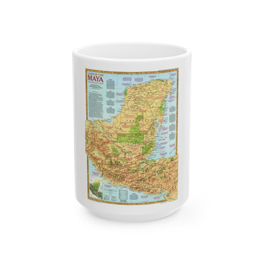 North America - Land of the Maya, A Traveller's Map (1990) (Map) White Coffee Mug-15oz-The Sticker Space