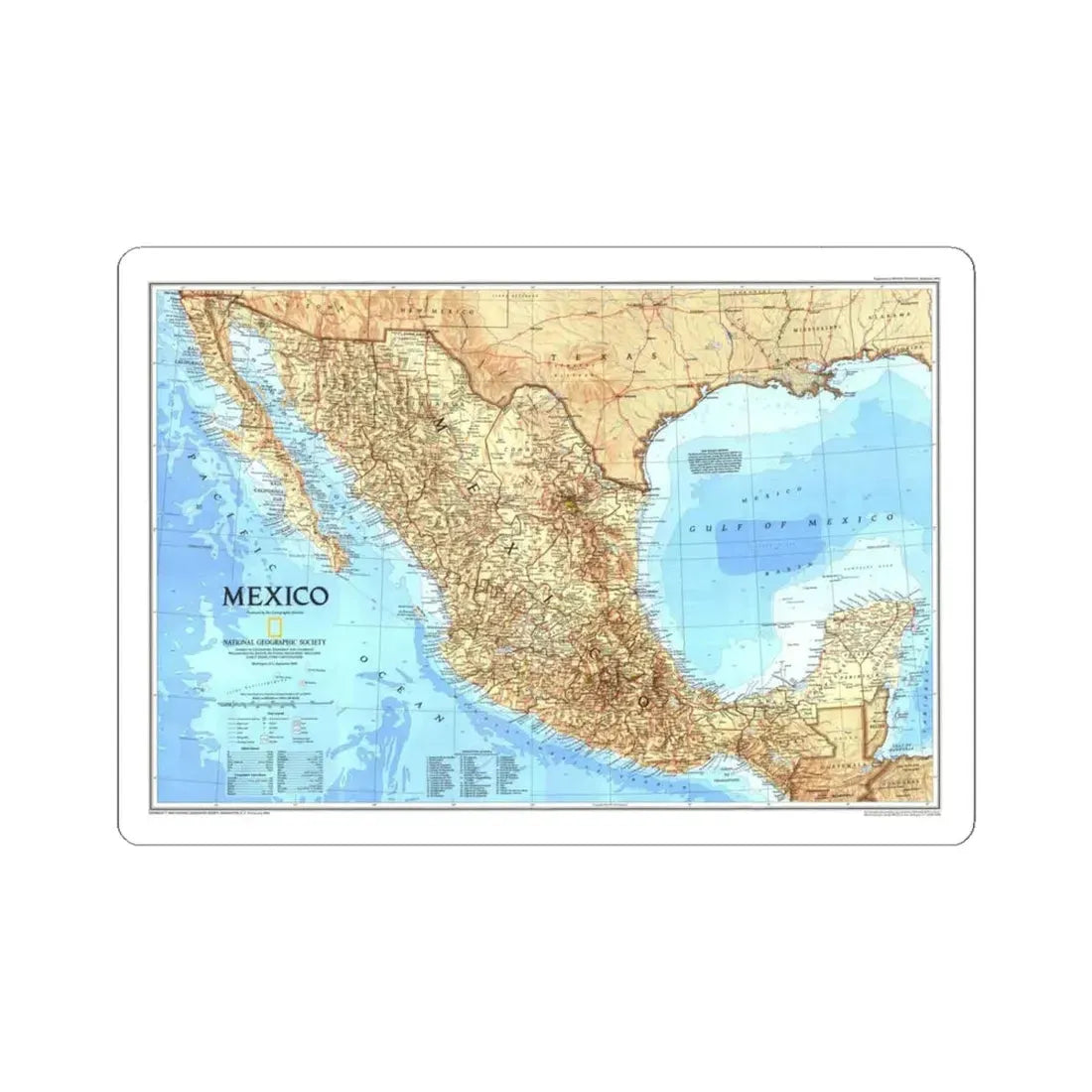 North America - Mexico (1994) (Map) STICKER Vinyl Kiss-Cut Decal 4 Inch White - The Sticker Space