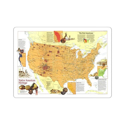 North America - Native American Heritage (1991) (Map) STICKER Vinyl Kiss-Cut Decal 3 Inch White - The Sticker Space