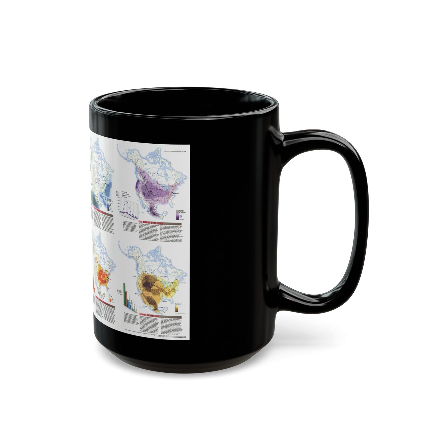 North America - Natural Hazards (1998) (Map) Black Coffee Mug-The Sticker Space