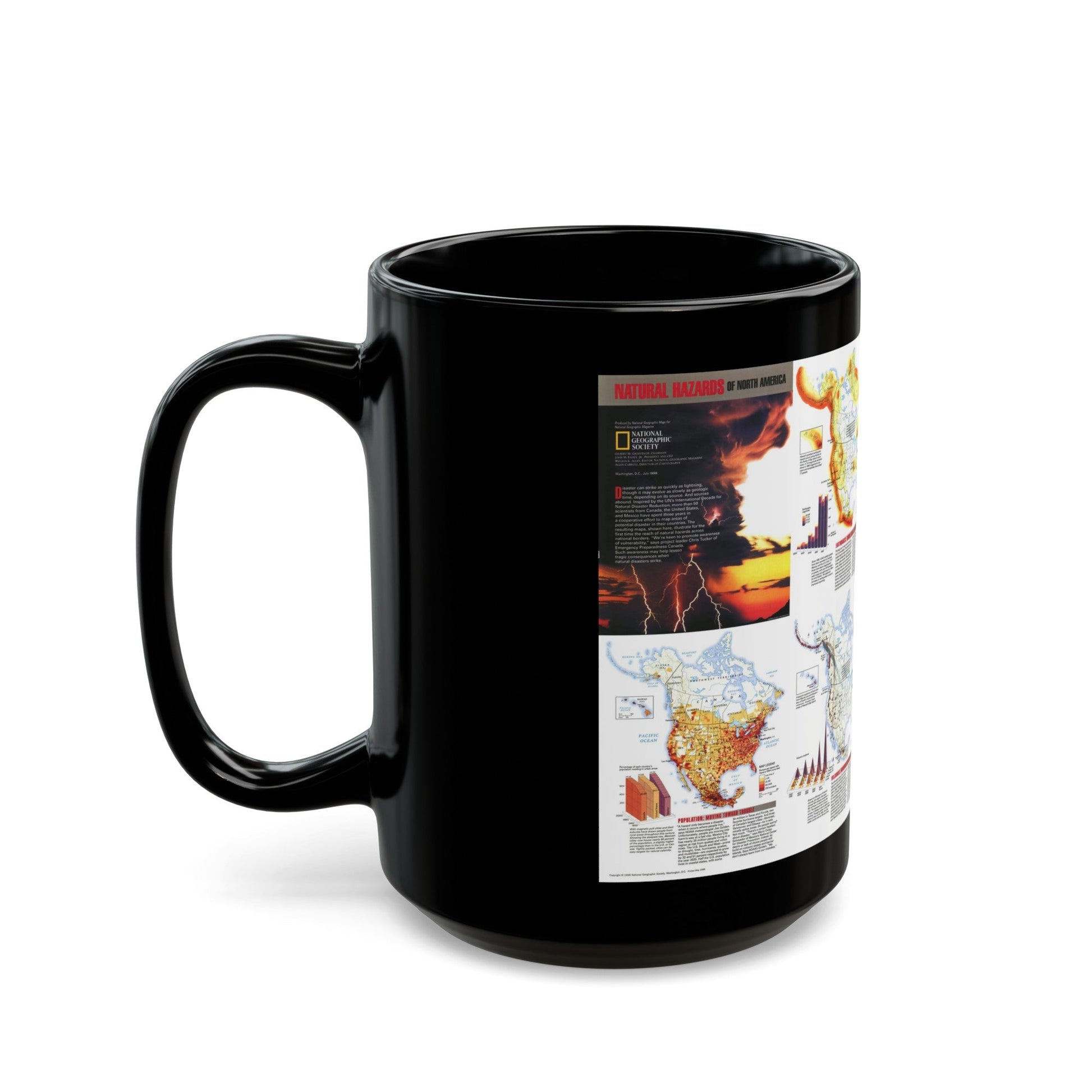 North America - Natural Hazards (1998) (Map) Black Coffee Mug-The Sticker Space