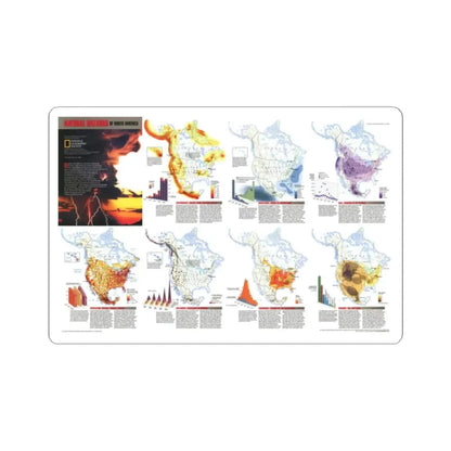 North America - Natural Hazards (1998) (Map) STICKER Vinyl Kiss-Cut Decal 2 Inch White - The Sticker Space