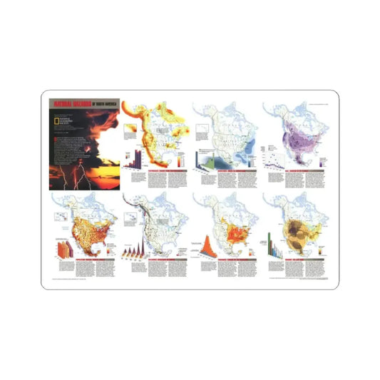 North America - Natural Hazards (1998) (Map) STICKER Vinyl Kiss-Cut Decal 2 Inch White - The Sticker Space