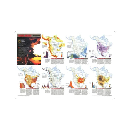 North America - Natural Hazards (1998) (Map) STICKER Vinyl Kiss-Cut Decal 6 Inch White - The Sticker Space