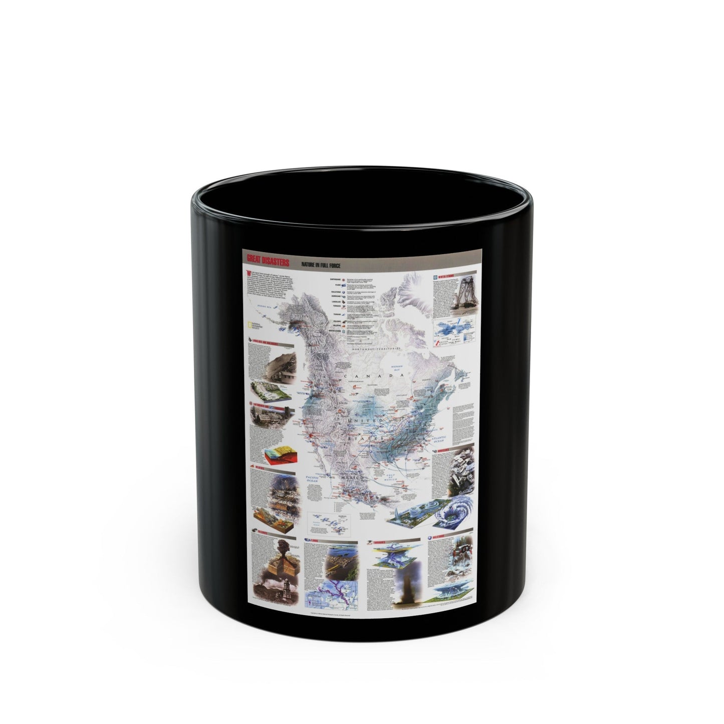 North America - Nature in Full Force (1998) (Map) Black Coffee Mug-11oz-The Sticker Space