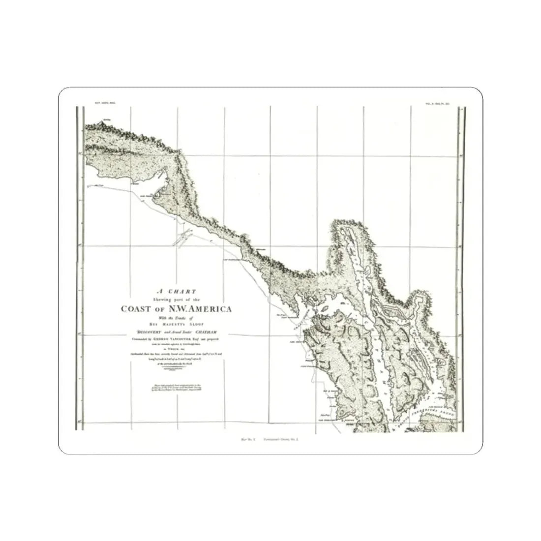 North America - Part of the Coast (1898) (Map) STICKER Vinyl Kiss-Cut Decal 2 Inch White - The Sticker Space