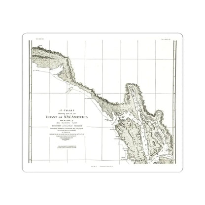 North America - Part of the Coast (1898) (Map) STICKER Vinyl Kiss-Cut Decal 2 Inch White - The Sticker Space