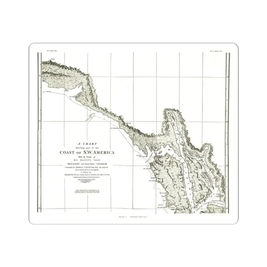 North America - Part of the Coast (1898) (Map) STICKER Vinyl Kiss-Cut Decal 2 Inch White - The Sticker Space