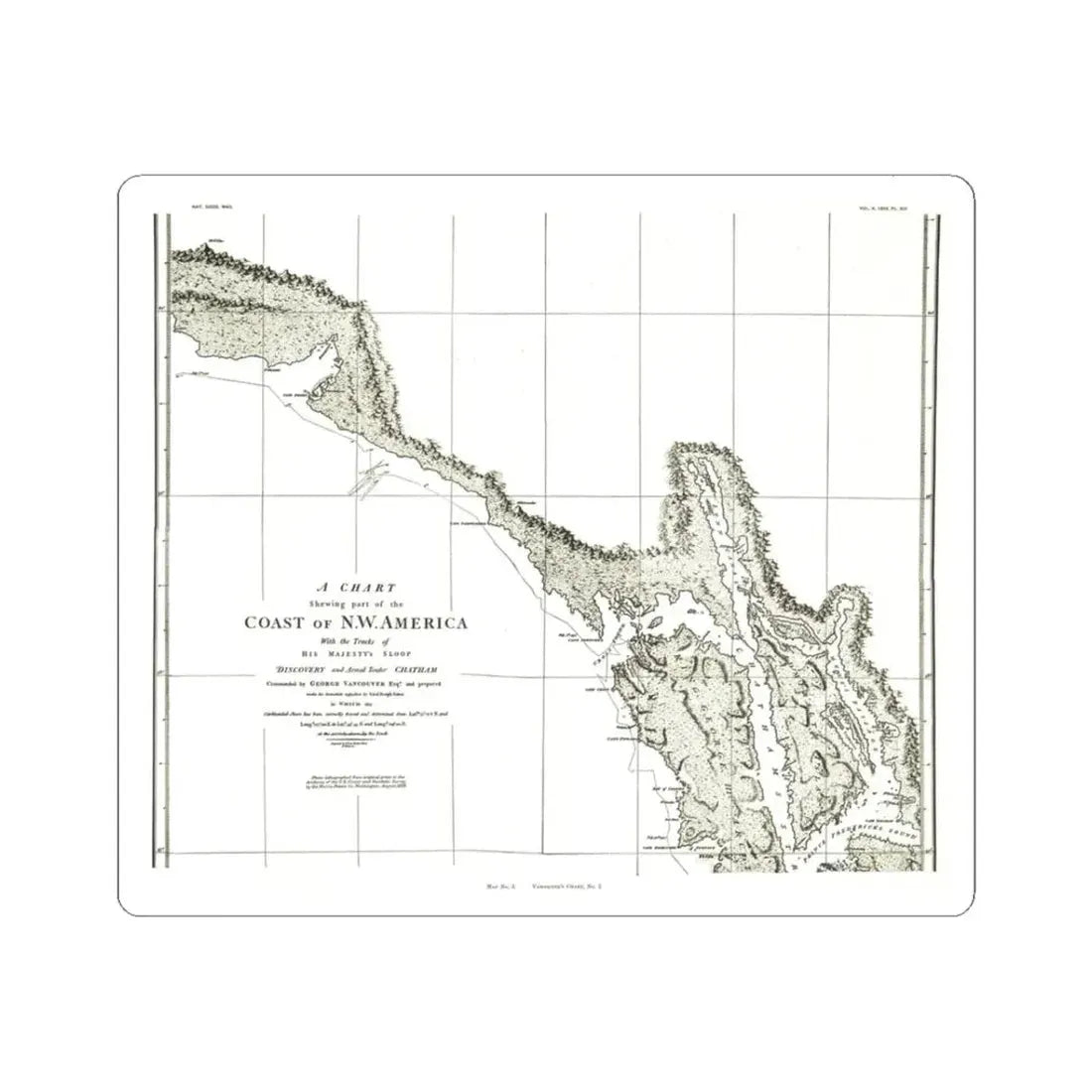 North America - Part of the Coast (1898) (Map) STICKER Vinyl Kiss-Cut Decal 3 Inch White - The Sticker Space