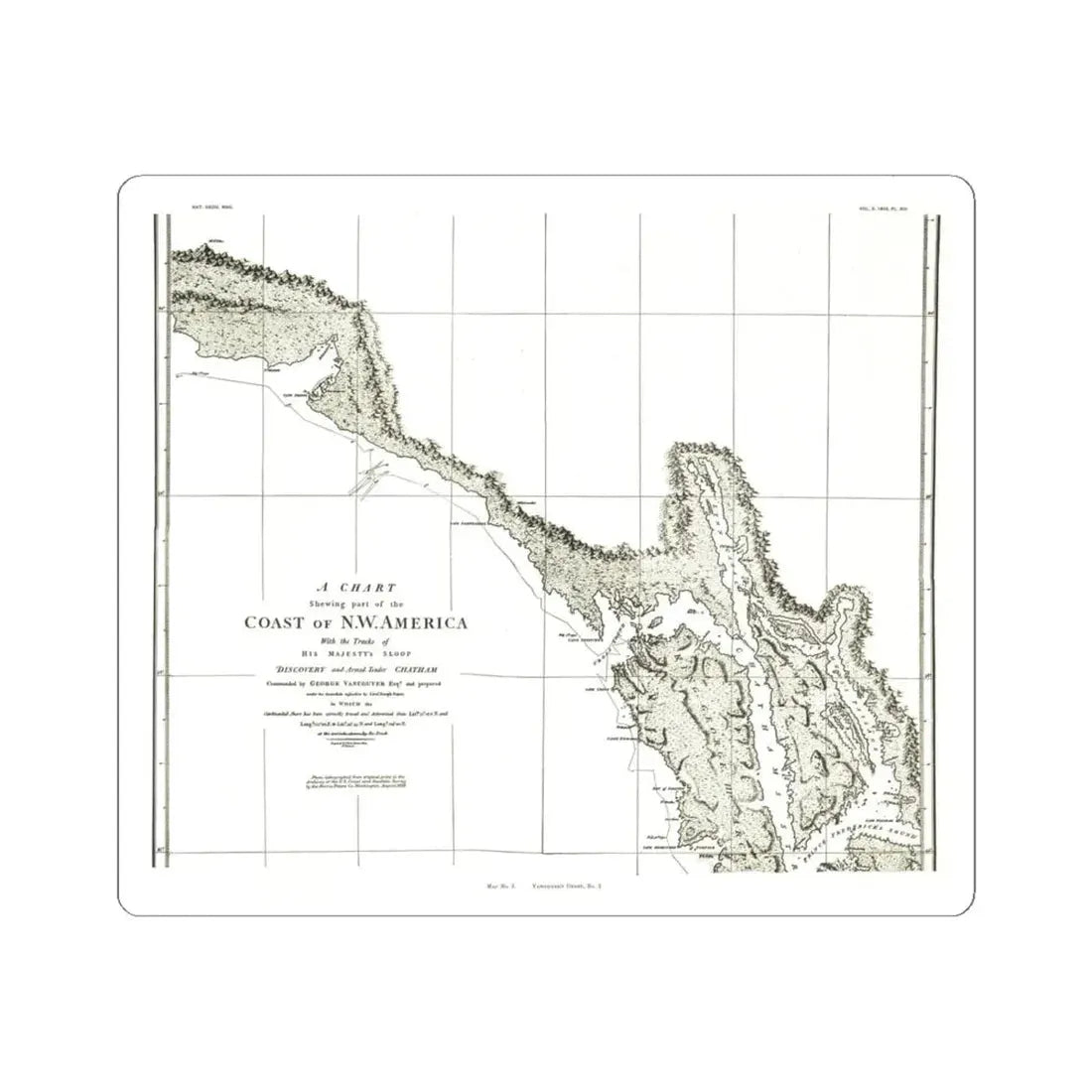 North America - Part of the Coast (1898) (Map) STICKER Vinyl Kiss-Cut Decal 6 Inch White - The Sticker Space