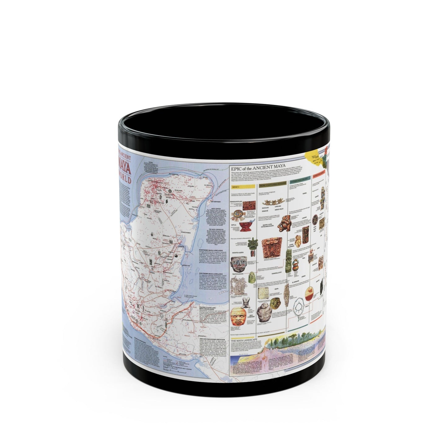 North America - The Ancient Maya World (1990) (Map) Black Coffee Mug-11oz-The Sticker Space