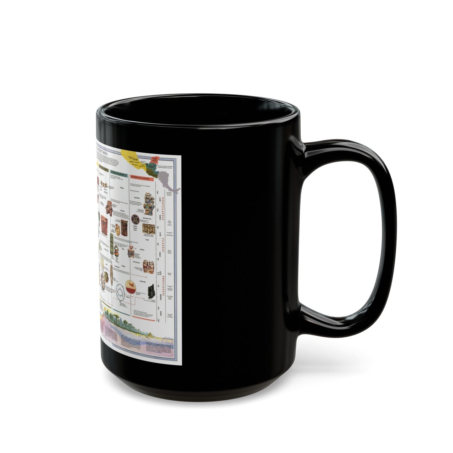 North America - The Ancient Maya World (1990) (Map) Black Coffee Mug-The Sticker Space