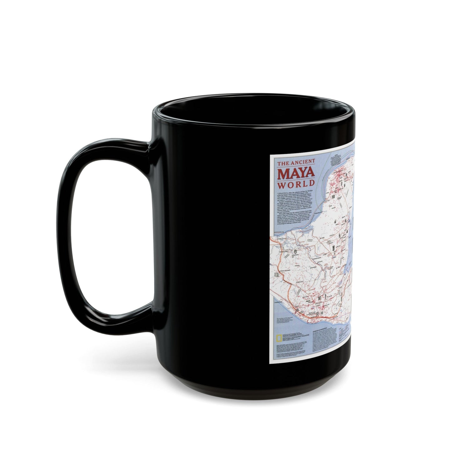 North America - The Ancient Maya World (1990) (Map) Black Coffee Mug-The Sticker Space