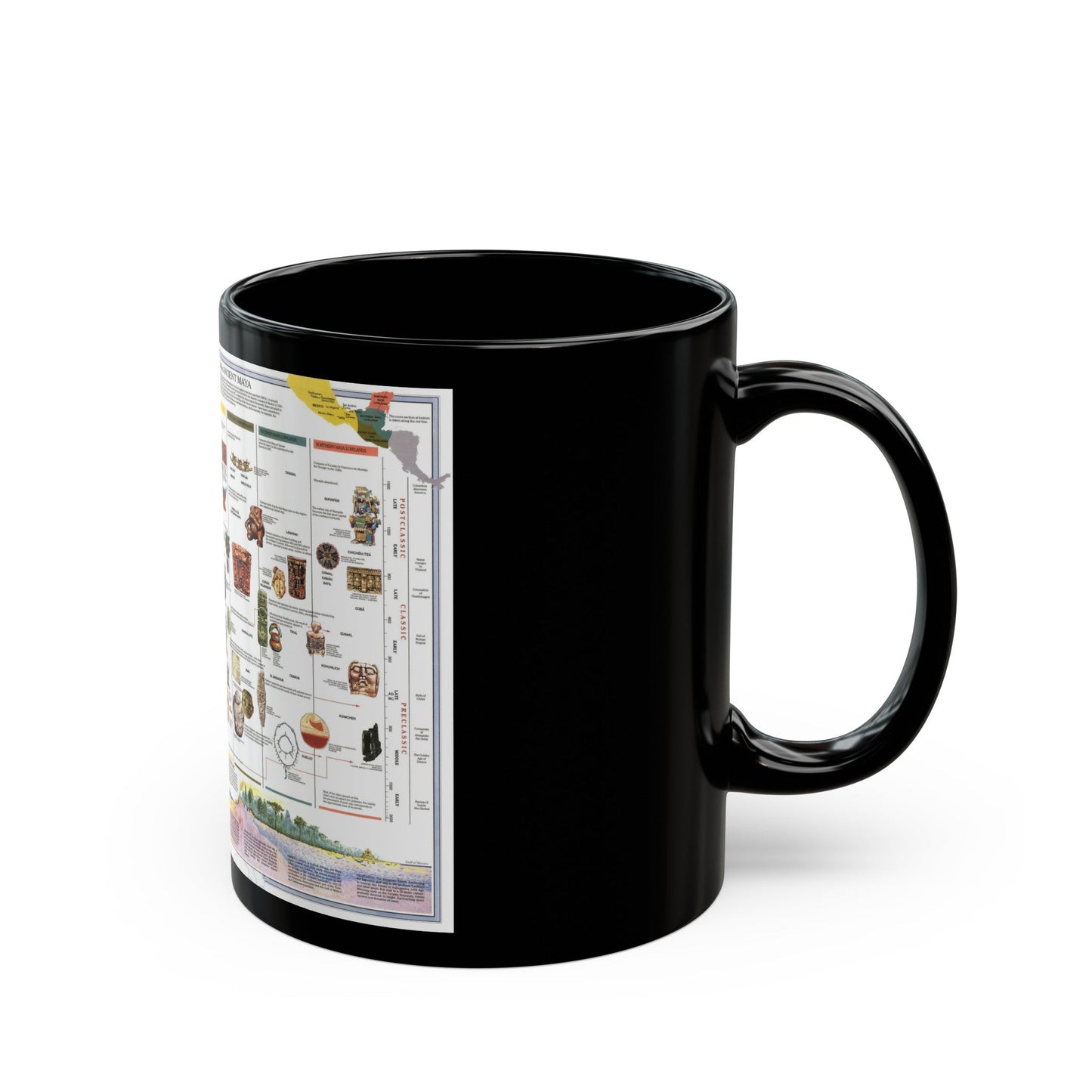 North America - The Ancient Maya World (1990) (Map) Black Coffee Mug-The Sticker Space