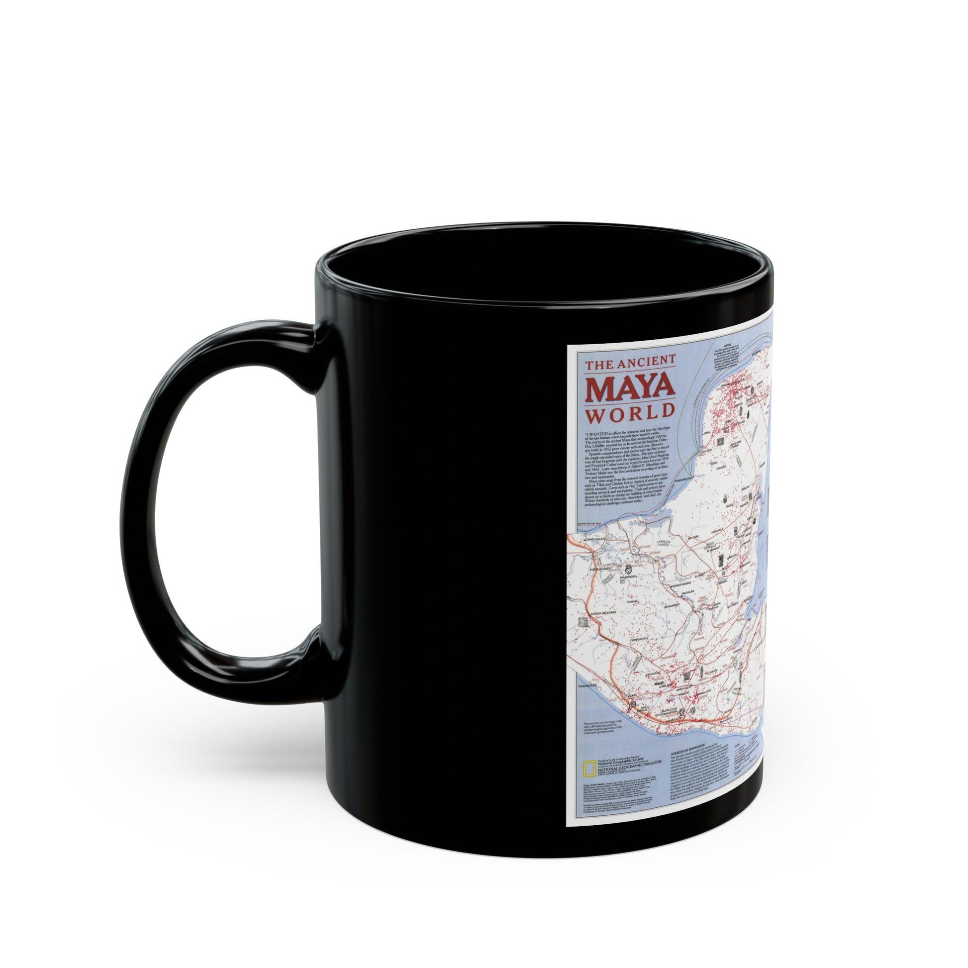 North America - The Ancient Maya World (1990) (Map) Black Coffee Mug-The Sticker Space