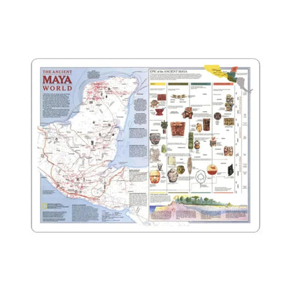 North America - The Ancient Maya World (1990) (Map) STICKER Vinyl Kiss-Cut Decal 2 Inch White - The Sticker Space