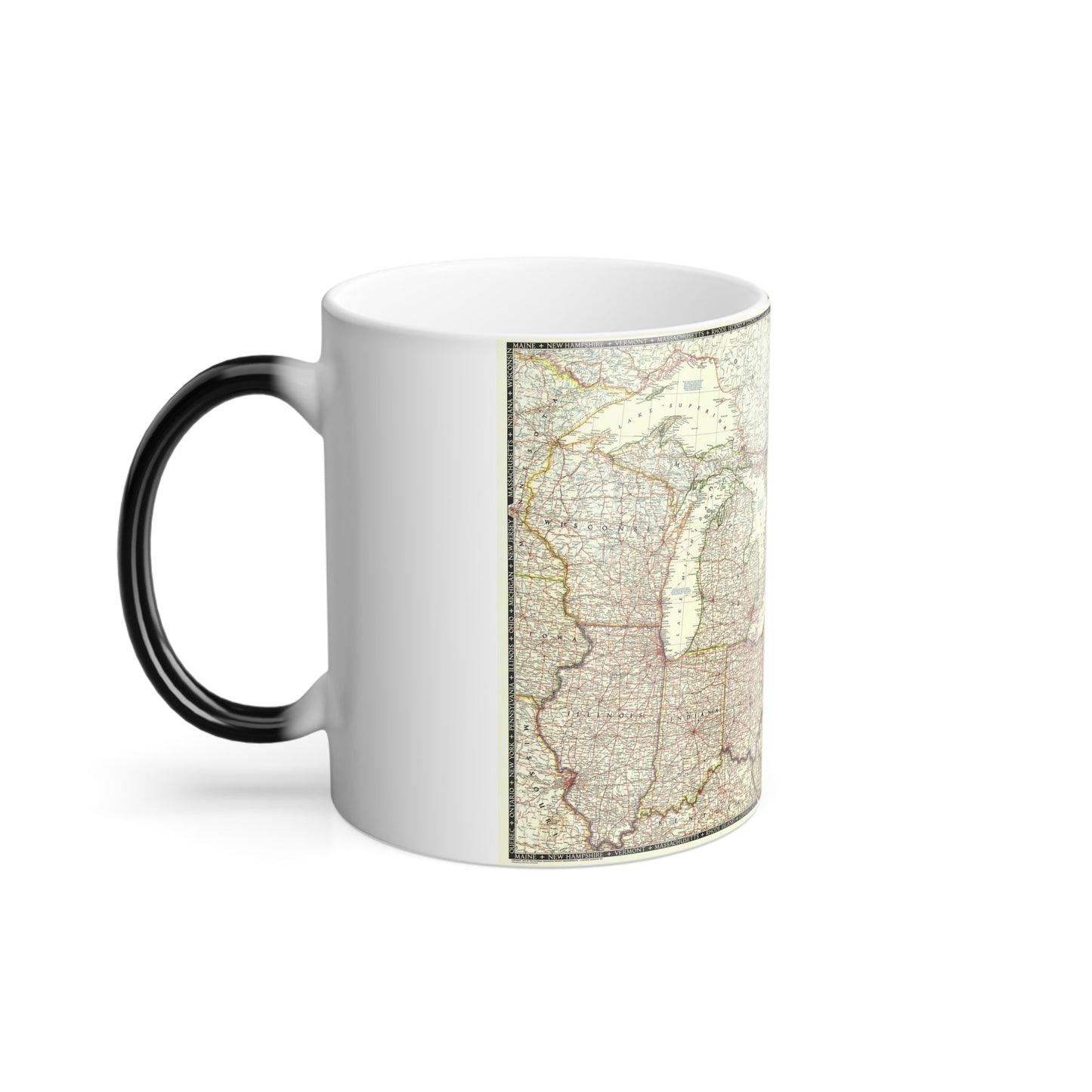 North America - The Great Lakes Region (1953) (Map) Color Changing Mug 11oz-11oz-The Sticker Space