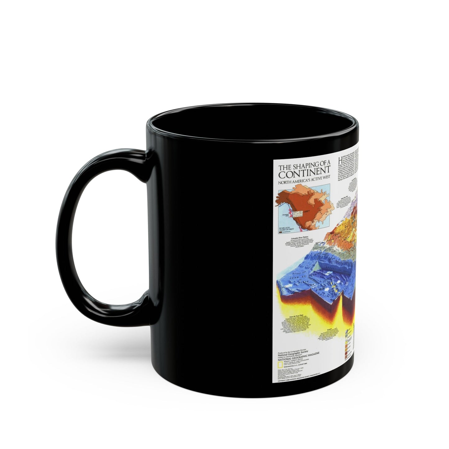 North America - The Shaping of a Continent (1985) (Map) Black Coffee Mug-The Sticker Space