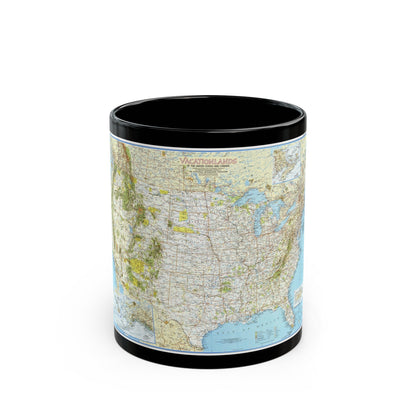 North America - Vacationlands (1966) (Map) Black Coffee Mug-11oz-The Sticker Space