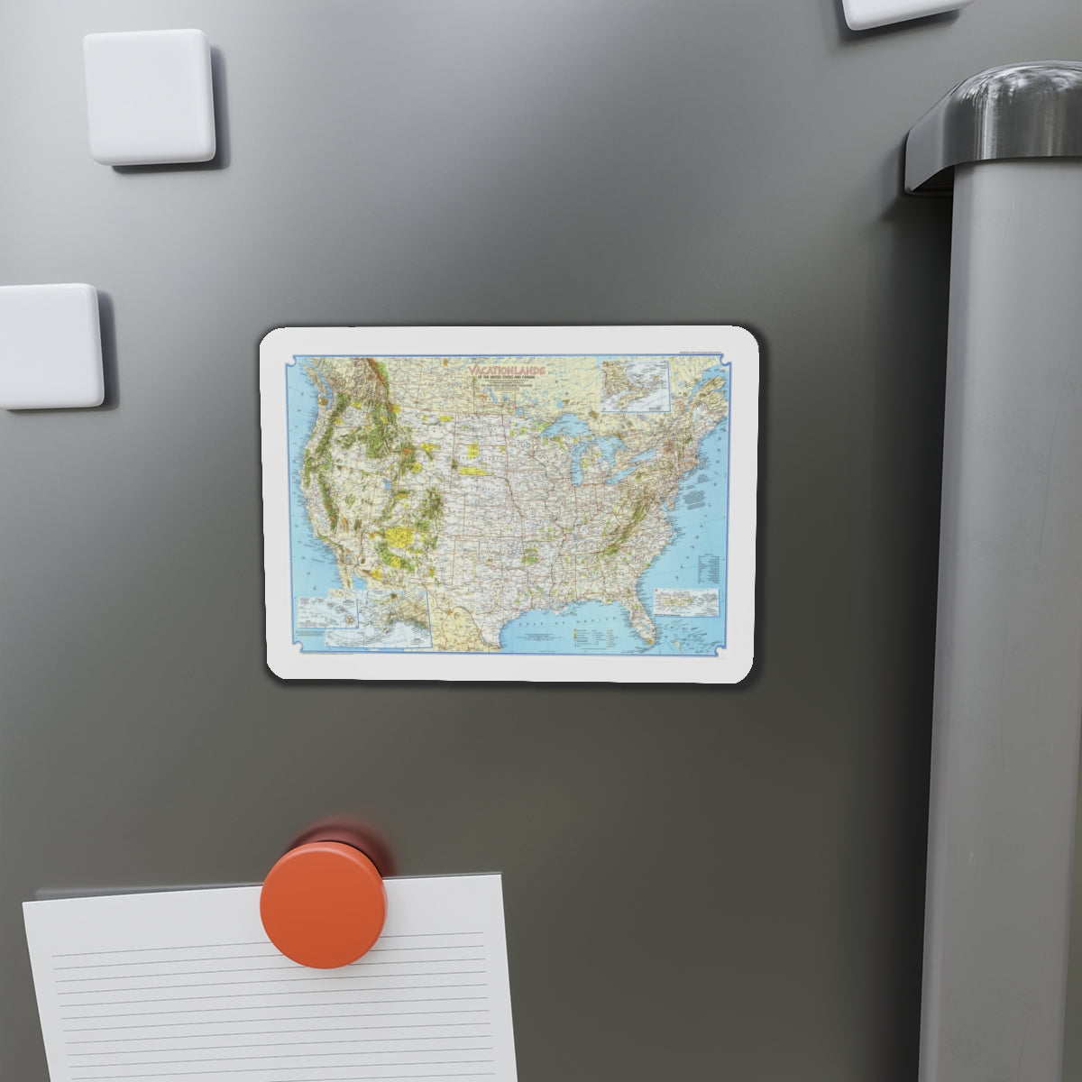 North America - Vacationlands (1966) (Map) Refrigerator Magnet-The Sticker Space