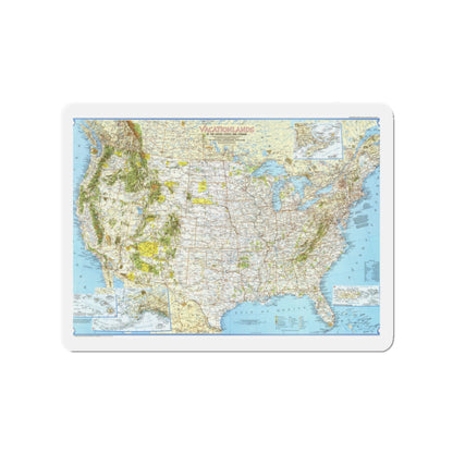 North America - Vacationlands (1966) (Map) Refrigerator Magnet-2" x 2"-The Sticker Space