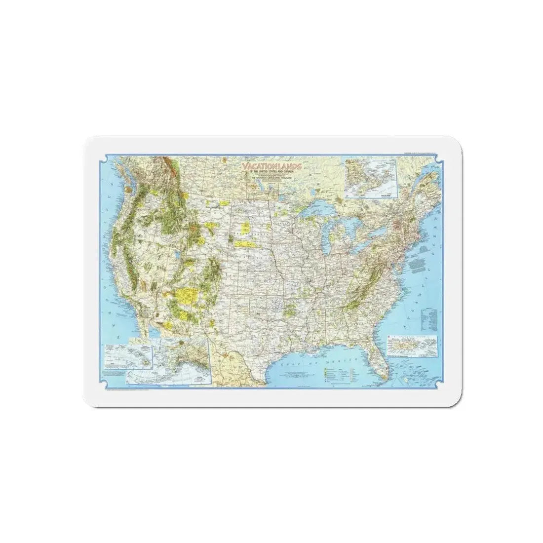 North America - Vacationlands (1966) (Map) Refrigerator Magnet 6 Inch - The Sticker Space