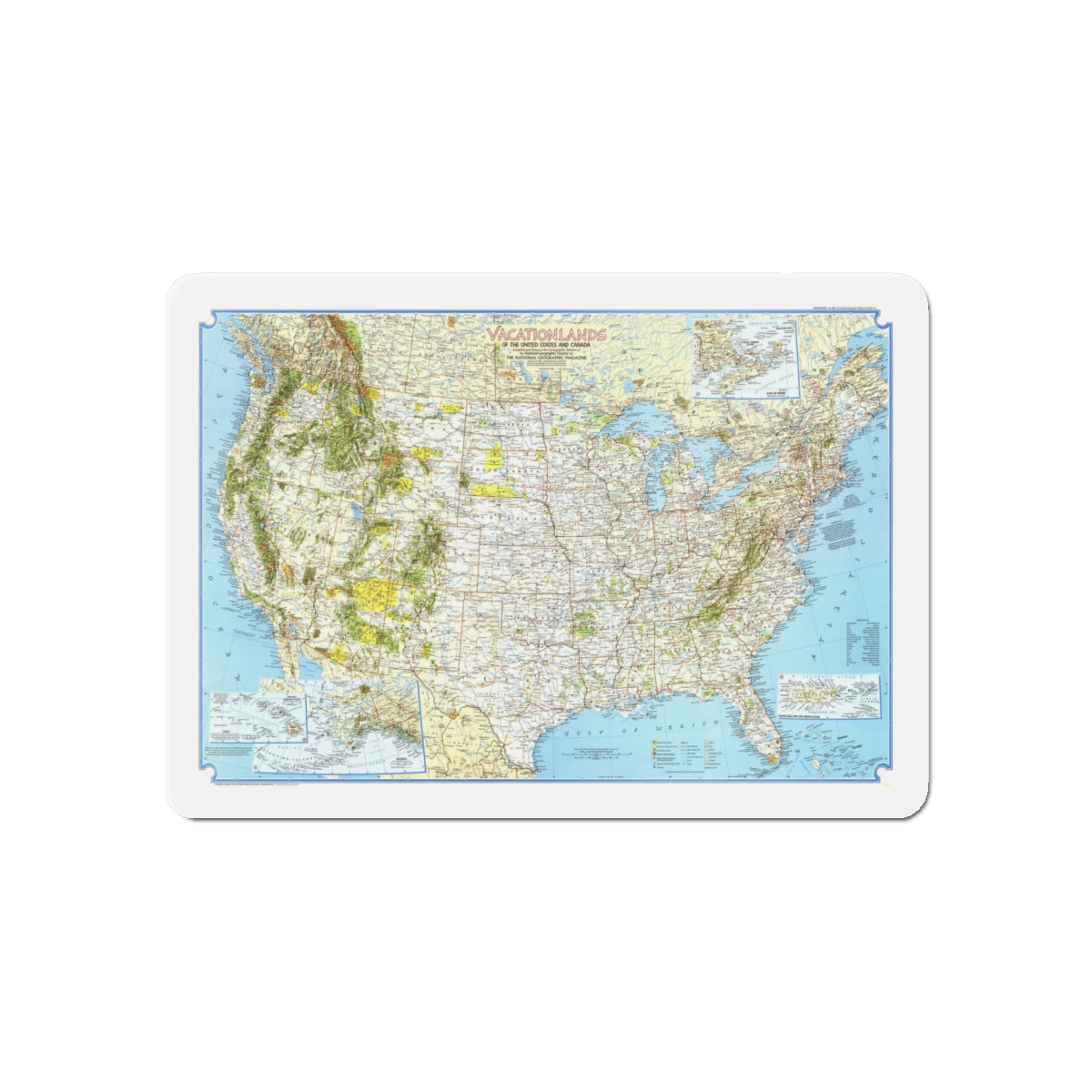 North America - Vacationlands (1966) (Map) Refrigerator Magnet-6 × 6"-The Sticker Space