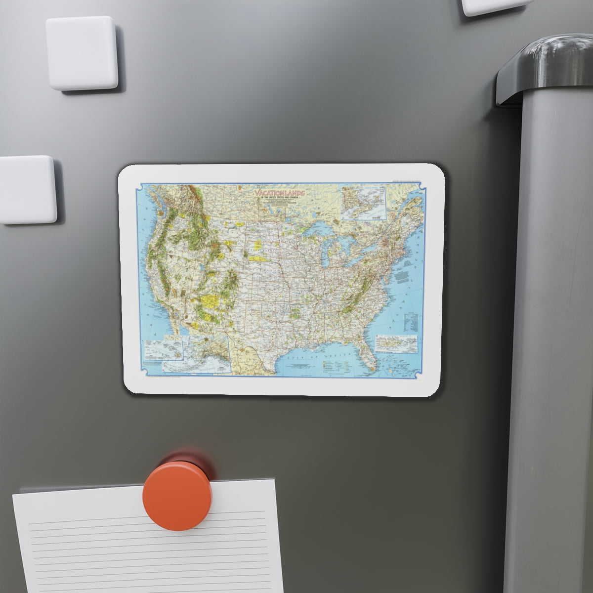 North America - Vacationlands (1966) (Map) Refrigerator Magnet-The Sticker Space