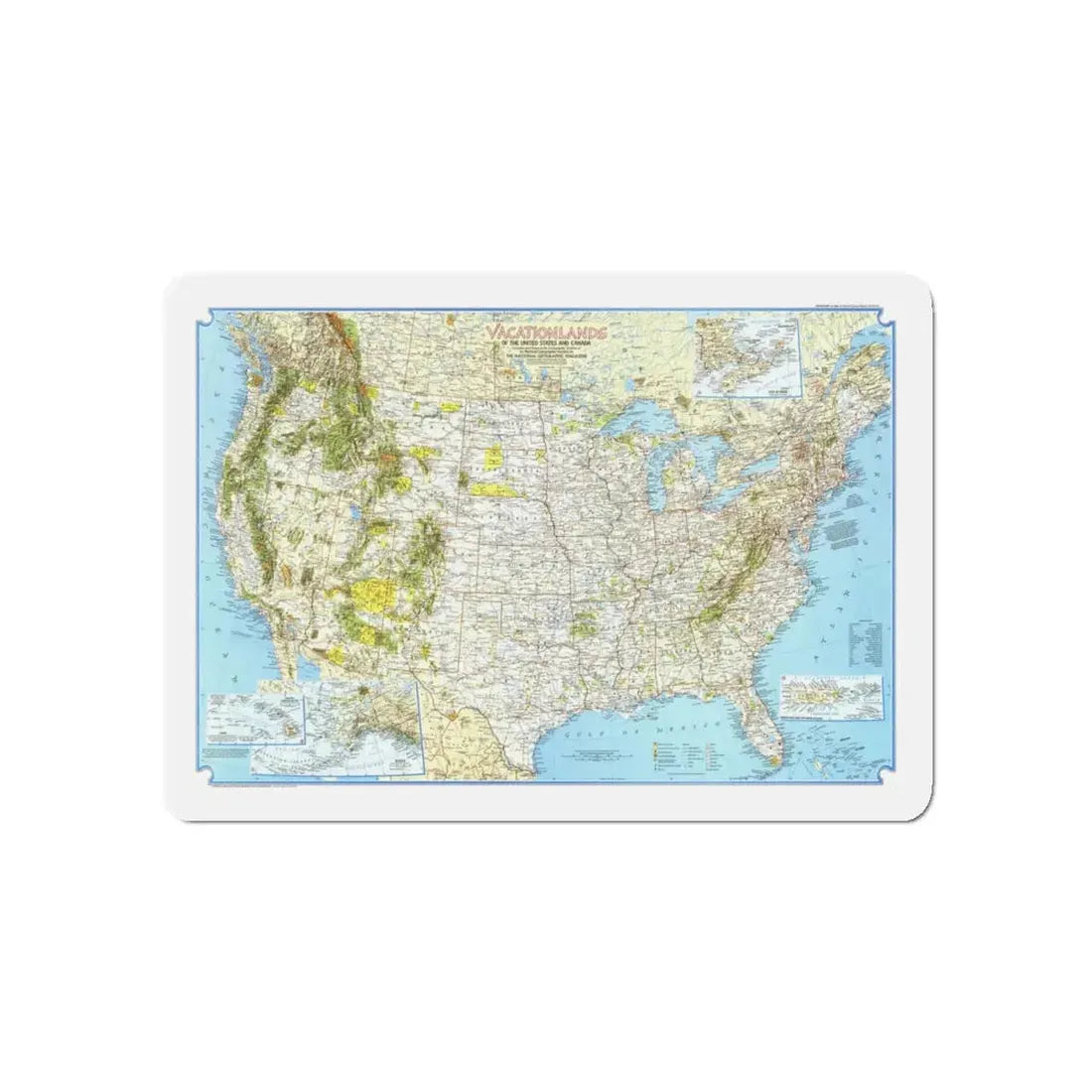 North America - Vacationlands (1966) (Map) Refrigerator Magnet - The Sticker Space