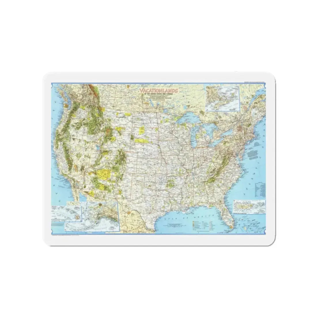 North America - Vacationlands (1966) (Map) Refrigerator Magnet - The Sticker Space