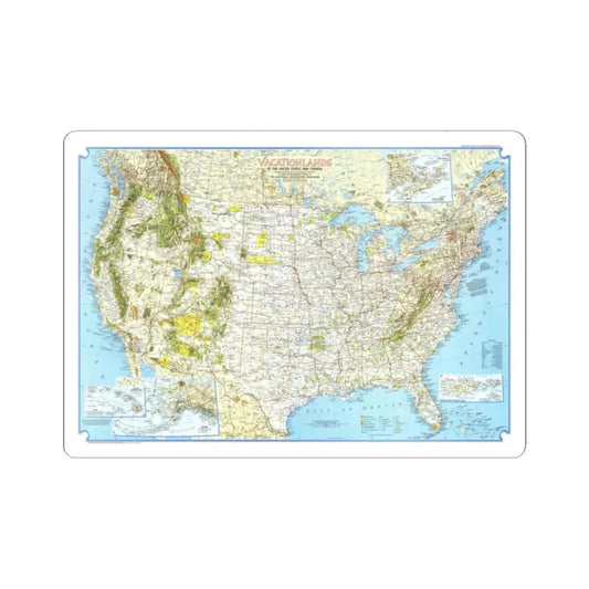 North America - Vacationlands (1966) (Map) STICKER Vinyl Kiss-Cut Decal 2 Inch White - The Sticker Space