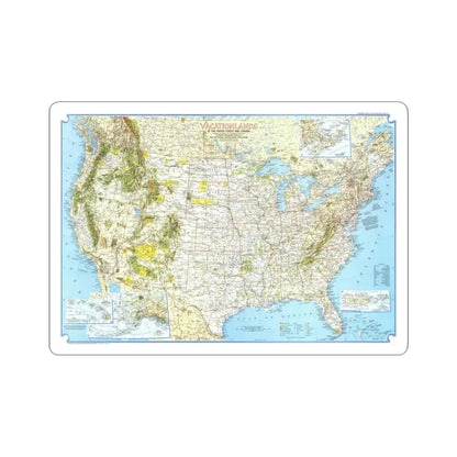 North America - Vacationlands (1966) (Map) STICKER Vinyl Kiss-Cut Decal 6 Inch White - The Sticker Space