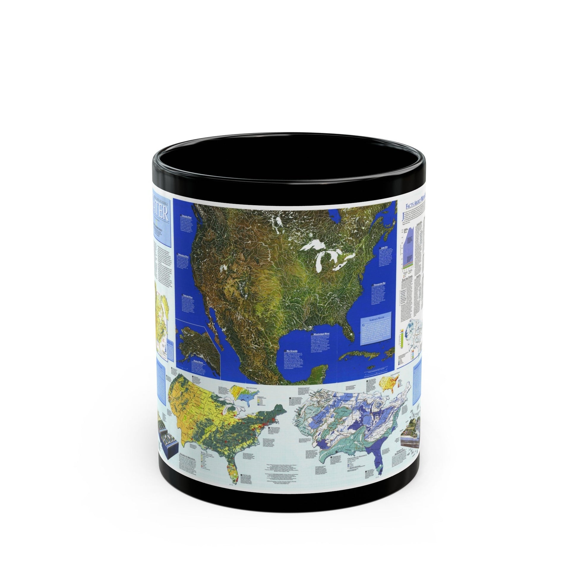 North America - Water- Precious Resource (1993) (Map) Black Coffee Mug-11oz-The Sticker Space