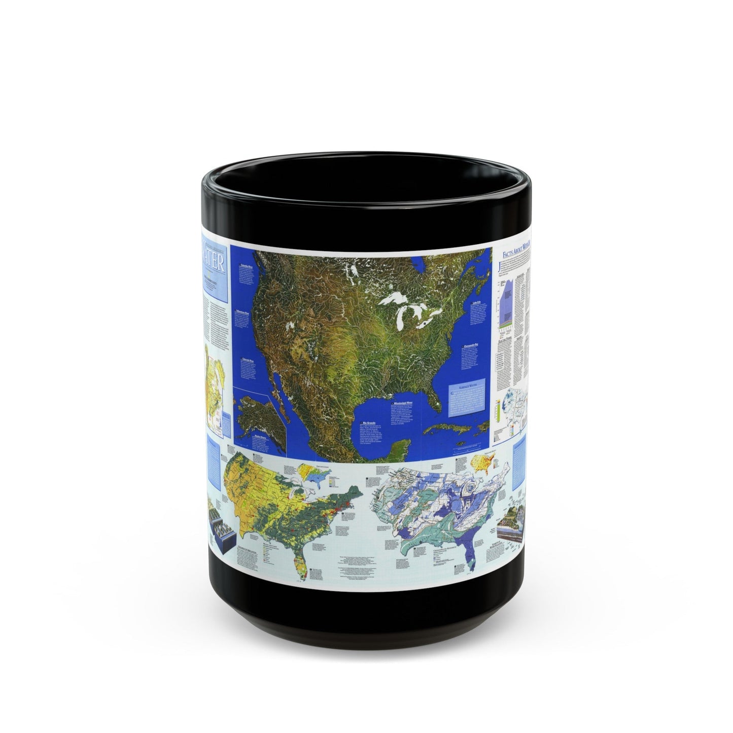 North America - Water- Precious Resource (1993) (Map) Black Coffee Mug-15oz-The Sticker Space